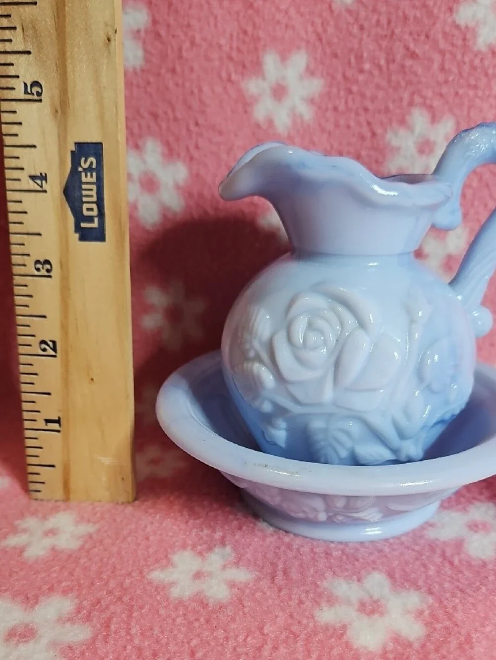 Avon Light Blue Floral Ceramic Pitcher and Bowl Set
